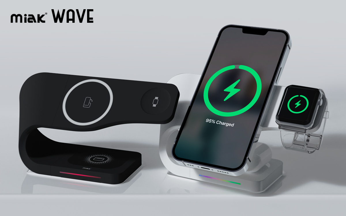 miak、iPhone・Apple Watch・AirPodsを同時充電する【3in1 Wave