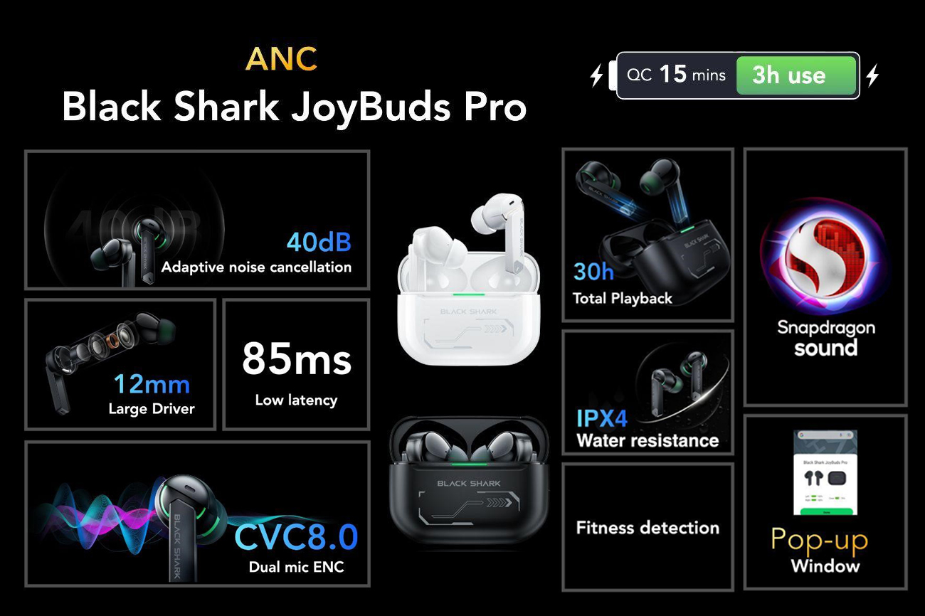 Black Shark JoyBuds Pro ANC ノイズキャンセリングワイヤレスイヤホン | Glimpse 【グリンプス】